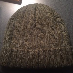 J. Crew Cashmere Cable-Knit Beanie Hthr Olive NWOT